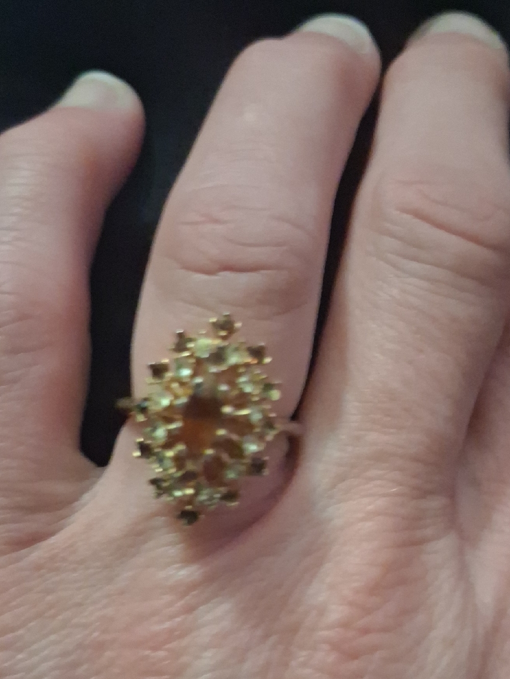 Gold-Tone Brown Oval Cluster Ring - Women's Fashion Jewelry